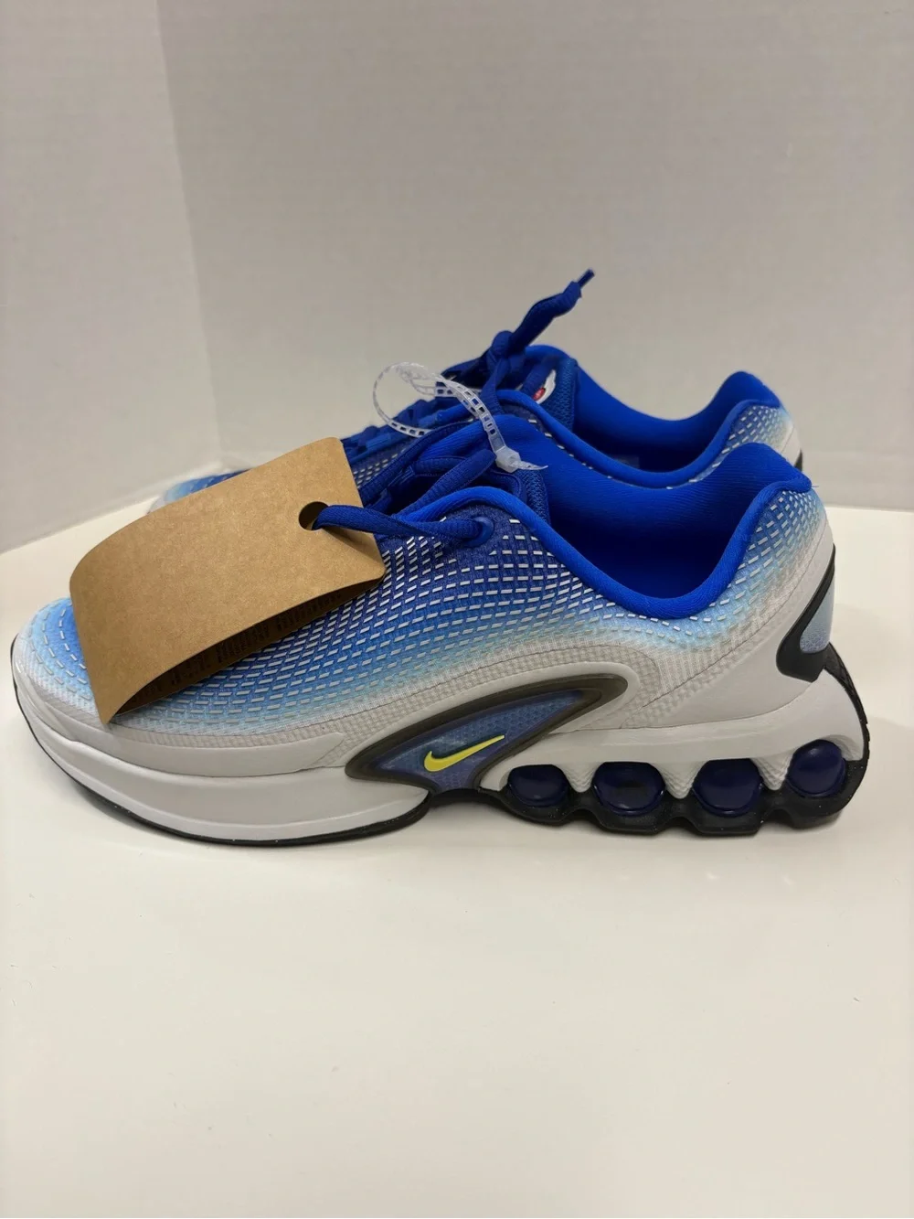Nike Kids Air Max Dn Blue Gradient Mesh Sneakers with Yellow Swoosh
